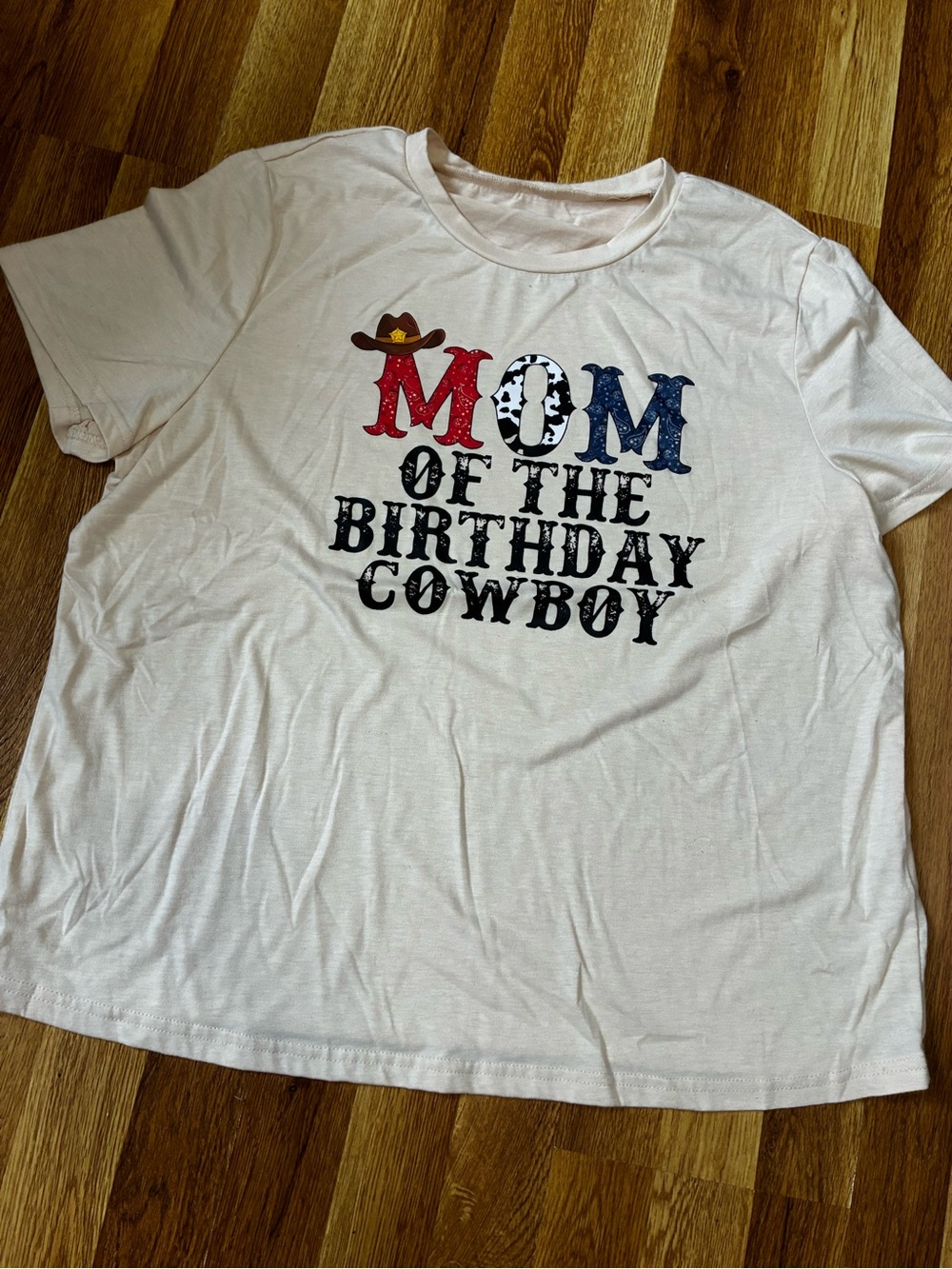 Mom of the Birthday Cowboy Graphic Tee - White